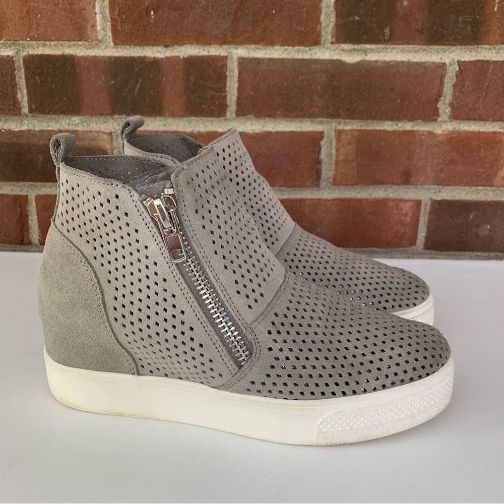 Steve Madden Wedge Grey Leather High Top Sneakers Women’s US 7.5 M